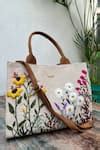 Buy Beige Embroidery Garden Thread Tote Bag by Dhaaga Life Online at ...