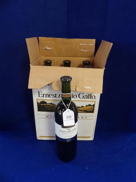 Five bottles of Ernest & Julio Gallo Merlot