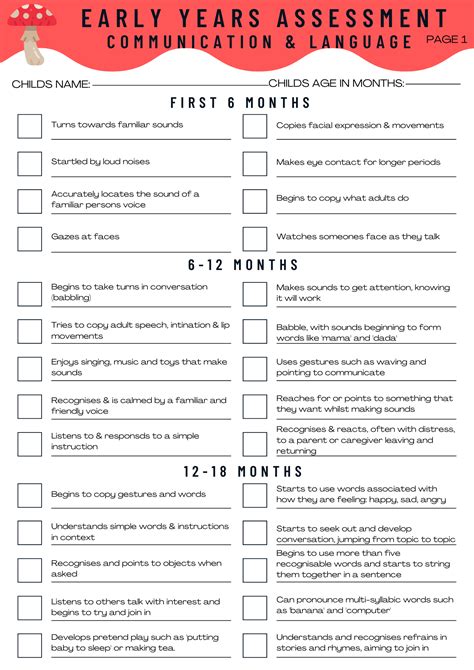 Image result for EYFS Language Checklist