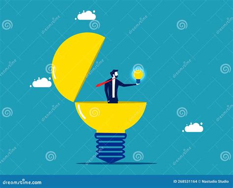 Businessman Turning on a Creative Light Bulb. Found a Clear Idea Stock ...