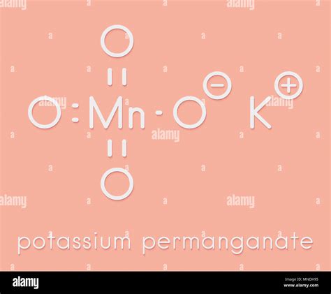 Potassium permanganate (KMnO4). Used as disinfectant solution. Skeletal ...