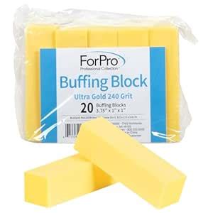 ForPro Ultra Gold Buffing Block, 240 Grit, Four-Sided Manicure ...