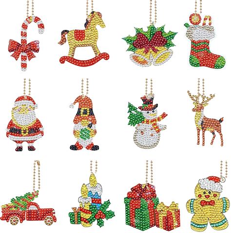 Christmas Diamond Painting, 12 Pack Handmade Christmas Diamond Art ...