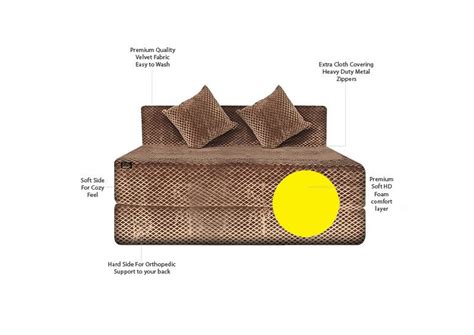 FRESH UP - Two Seater Velvet - Light Brown Sofa Cum Bed - Without Arm ...