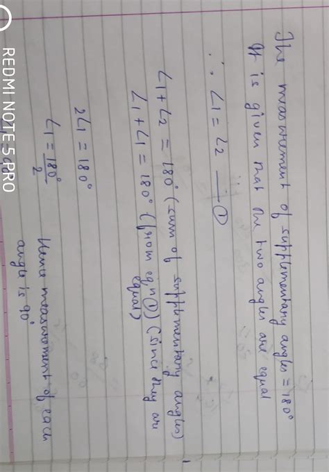 Find the measure of an angle which is equal to its supllement - Brainly.in