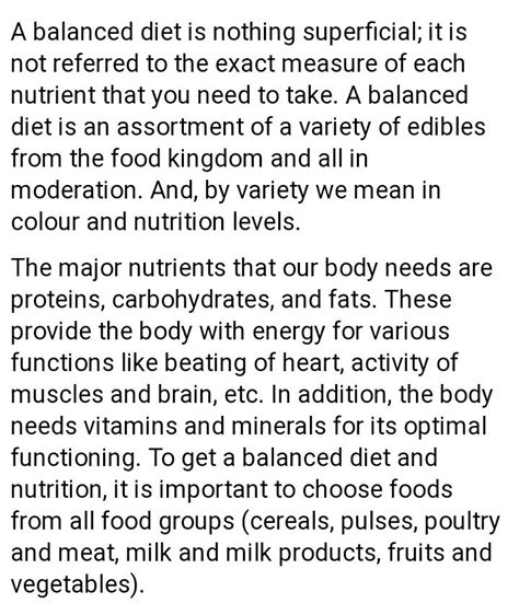 article on significance of blanced diet - Brainly.in