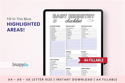 Baby Shower Printable Registry Checklist