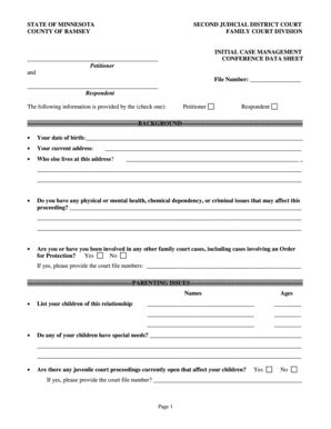 Fillable Online mncourts Initial Case Management Conference Data Sheet ...