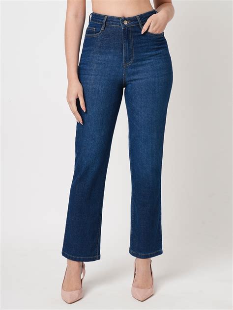 Buy Women Blue High-Rise Loose Straight Fit Jeans | Kraus Jeans
