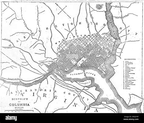American Civil War. Map of the border between Washington DC Stock Photo - Alamy