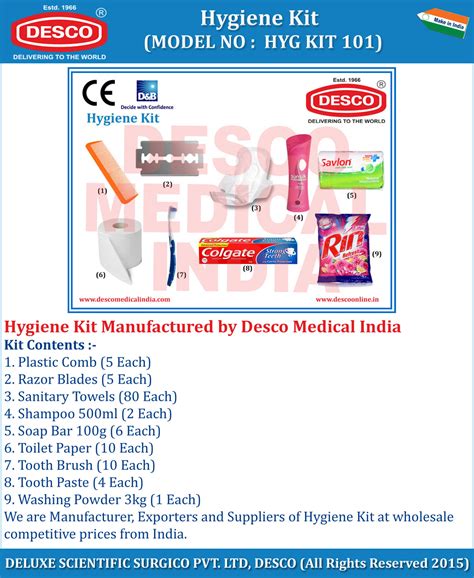 Personal Hygiene Kits - Manufacturers, Suppliers & Exporters India