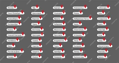Premium Vector | Names of major russian cities with a red location icon ...