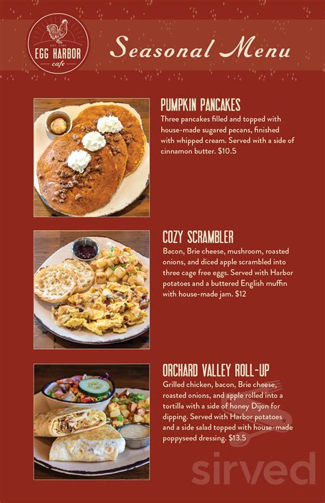 Egg Harbor Cafe menu in Oak Brook, Illinois, USA