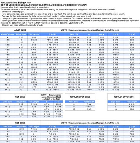 Hockey Skate Sizing Guide