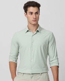 Buy Light Green Stretch Plain Slim Fit Casual Shirt Online at Muftijeans