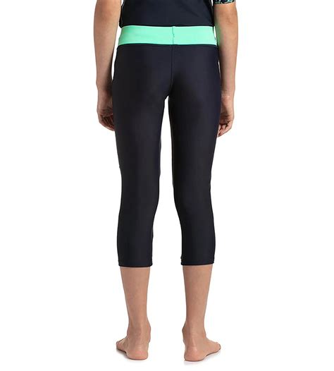 Buy Speedo Girls Polyamide Swim Active Capri - True Navy & Green Glow ...