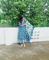 Buy MEERA FAB Women's Cotton Printed Anarkali Kurta With Palazzo ...