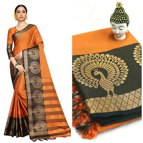 Orange Aura Cotton Silk Saree For Women - Online Shopping, BIGBEST 5G ...