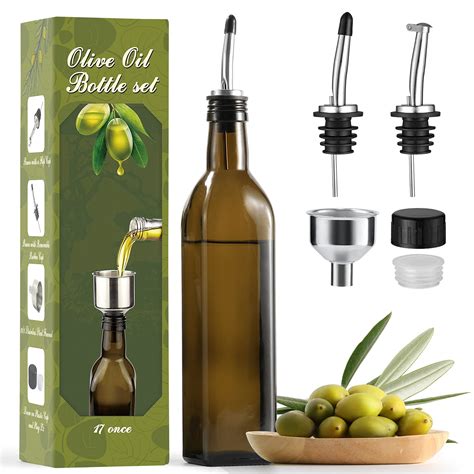Amazon.com: AOZITA 17oz Glass Olive Oil Dispenser - Oil and Vinegar ...