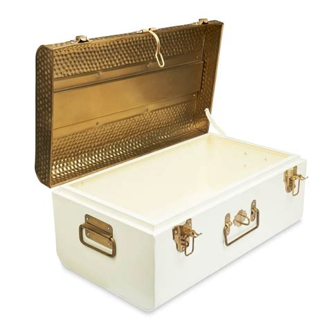 Buy Living With Elan Vintage Style Beaten Metal Trunk Storage Chest ...