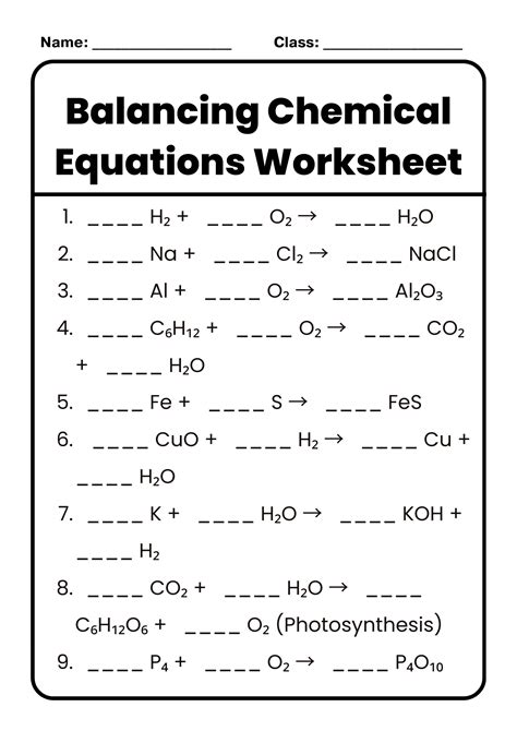 40+ Free Printable Balancing Chemical Equations Worksheet Samples to ...