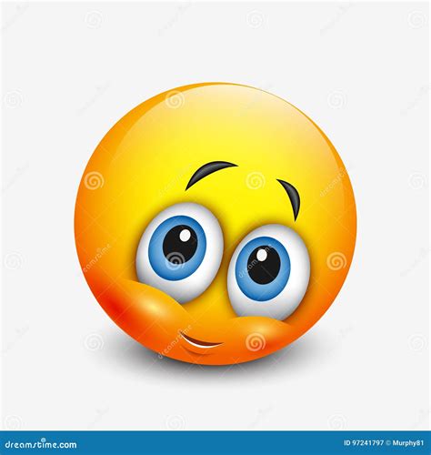 Cute Shy Emoticon, Emoji - Vector Illustration Stock Vector - Illustration of mood, circle: 97241797