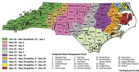 Bear Seasons Map - North Carolina Hunting | eRegulations