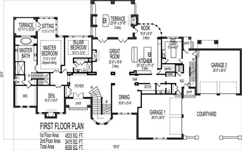 Dream House Floor Plans Blueprints 2 Story 5 Bedroom Large Home Designs