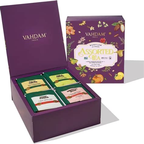 VAHDAM, Assorted Tea Gift Sets - 25 Flavors, 25 Pyramid Tea Bags | Tea ...