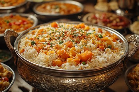Kacchi biryani as the main dish at a family potluck | Premium AI ...