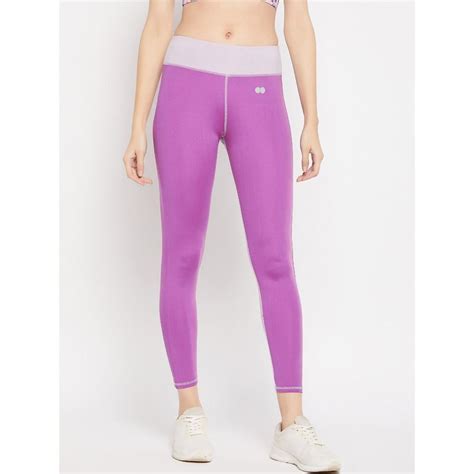 Buy Clovia High Rise Colourblocked Active Tights In Purple Online