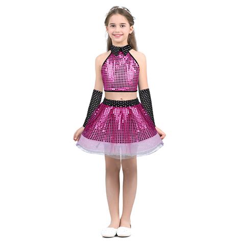 Freebily Little Girls Sequin Jazz Street Dance Dress Outfit Costume ...