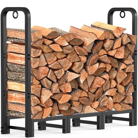 Buy AMAGABELI GARDEN & HOME 4ft Firewood Log Rack Outdoor Indoor Heavy ...