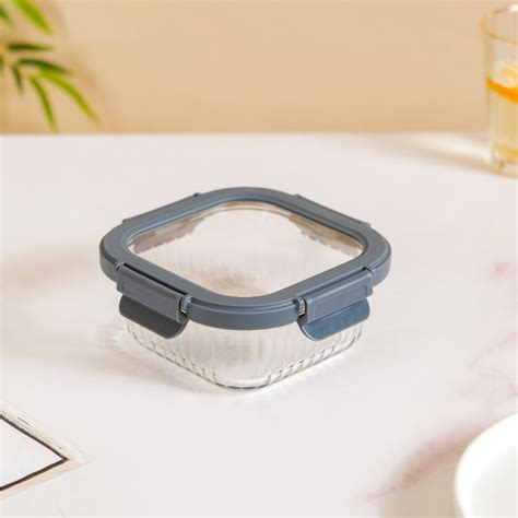 Set Of 2 Fluted Glass Container With Airtight Lid 500ml Online ...