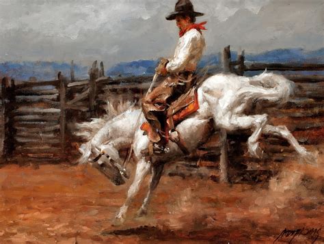 The Rodeo | Portrait art, Western paintings, Cowboy art