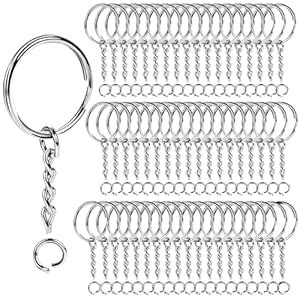 Teenitor Metal Split Keychain Ring Parts - 60 Key Chains 25mm with 26mm ...