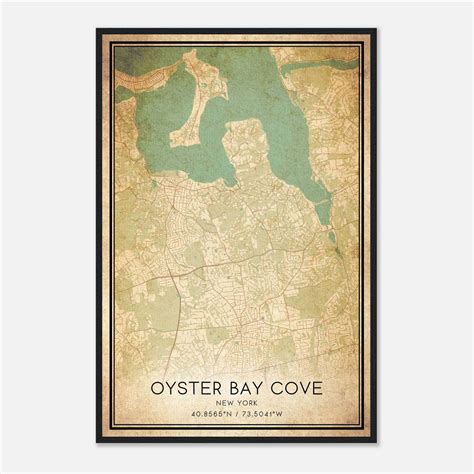 Vintage Oyster Bay Cove New York Map Poster, Oyster Bay Cove NY City ...