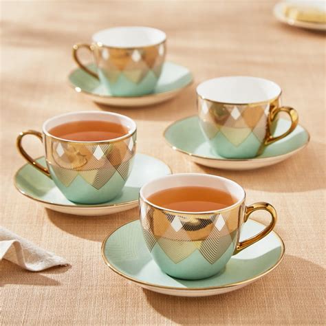 Buy Mandarin Iris Set of 4 Bone China Cups and Saucers - 180ml from ...