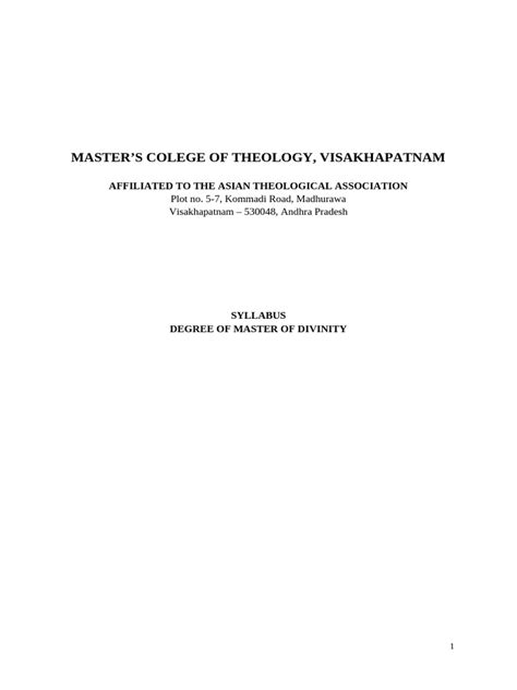 Image result for M.Div Syllabus