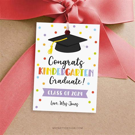 Congrats Kindergarten Graduate Gift Tag, End of School Year Graduation ...