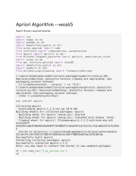 ML LAB R20 - none - Apriori Algorithm -weak Step 1- Import required ...