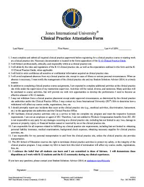 Clinical Practice Attestation Form - Jones International University ...