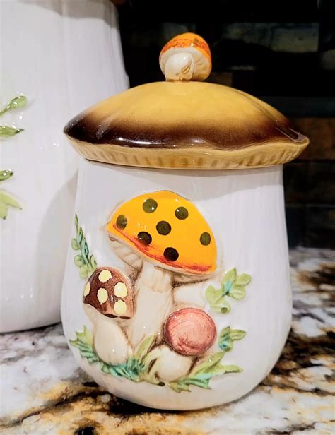1978 Sears Merry Mushroom Canister Set - Vintage Ceramic Kitchen Jars ...