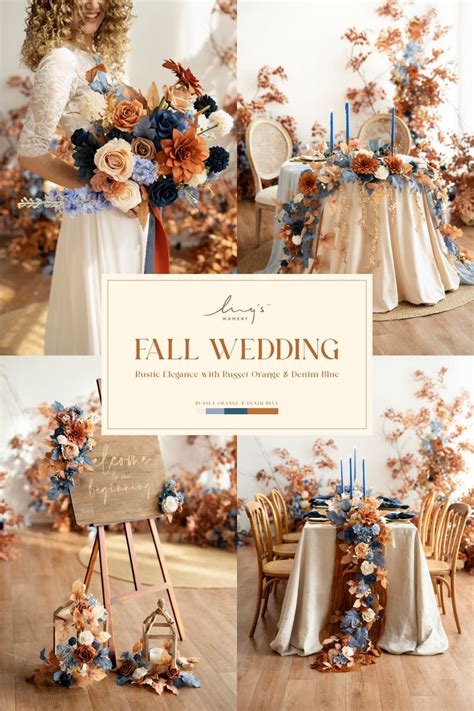 fall wedding with blue