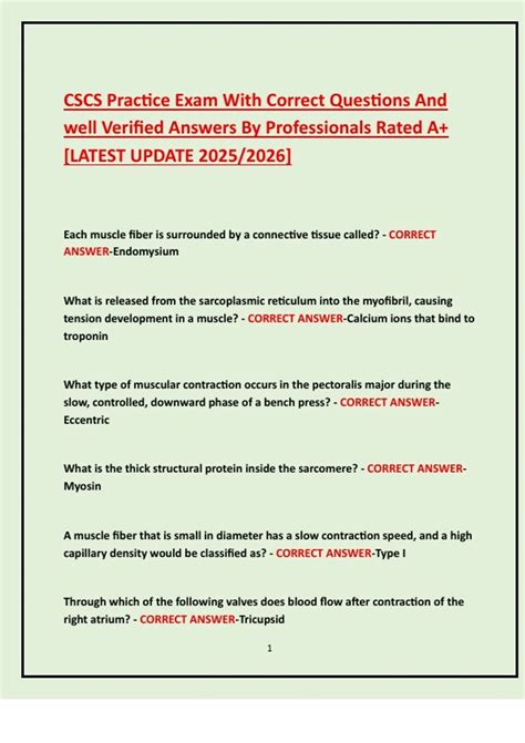 CSCS Practice Exam With Correct Questions And well Verified Answers By ...