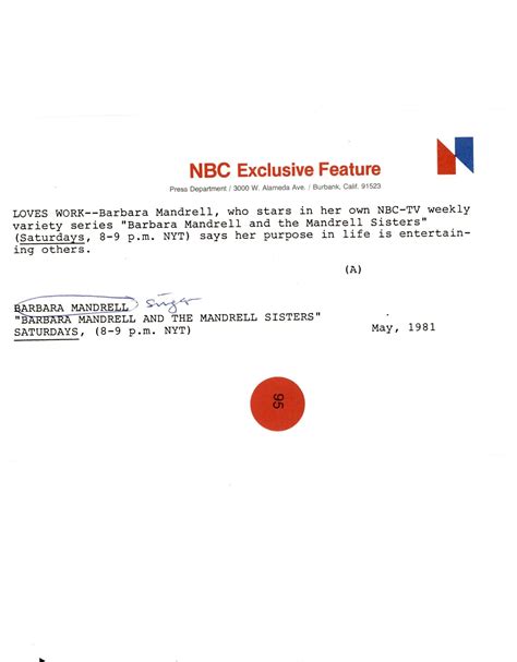 LD325 1981 Original NBC Photo BARBARA MANDRELL AND THE MANDRELL SISTERS ...