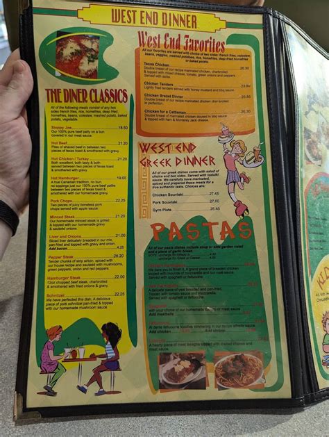Menu at West End Diner restaurant, Hamilton
