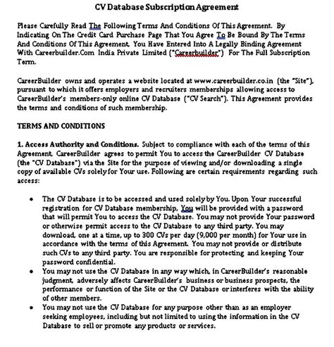 Image result for Subscription Agreement Example Website