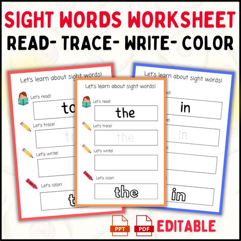 7 Sight Word Practice Worksheets - A Spoonful of Learning - Worksheets ...