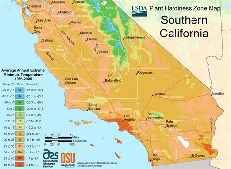 Southern California Plant Hardiness Zones Map